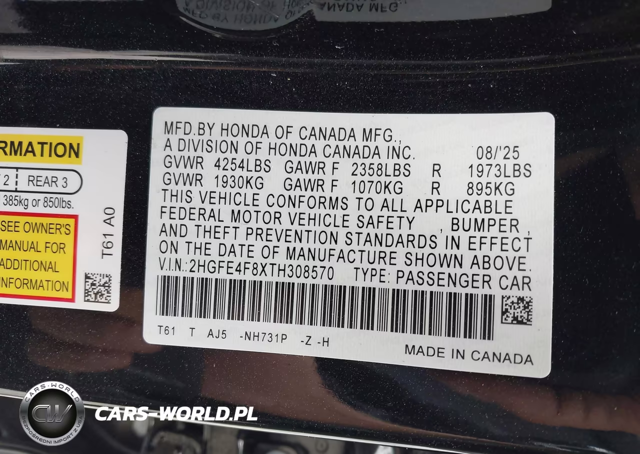 2026 Honda Civic Hybrid Sport-Sport Touring VIN:2HGFE4F8XTH308570 - 9