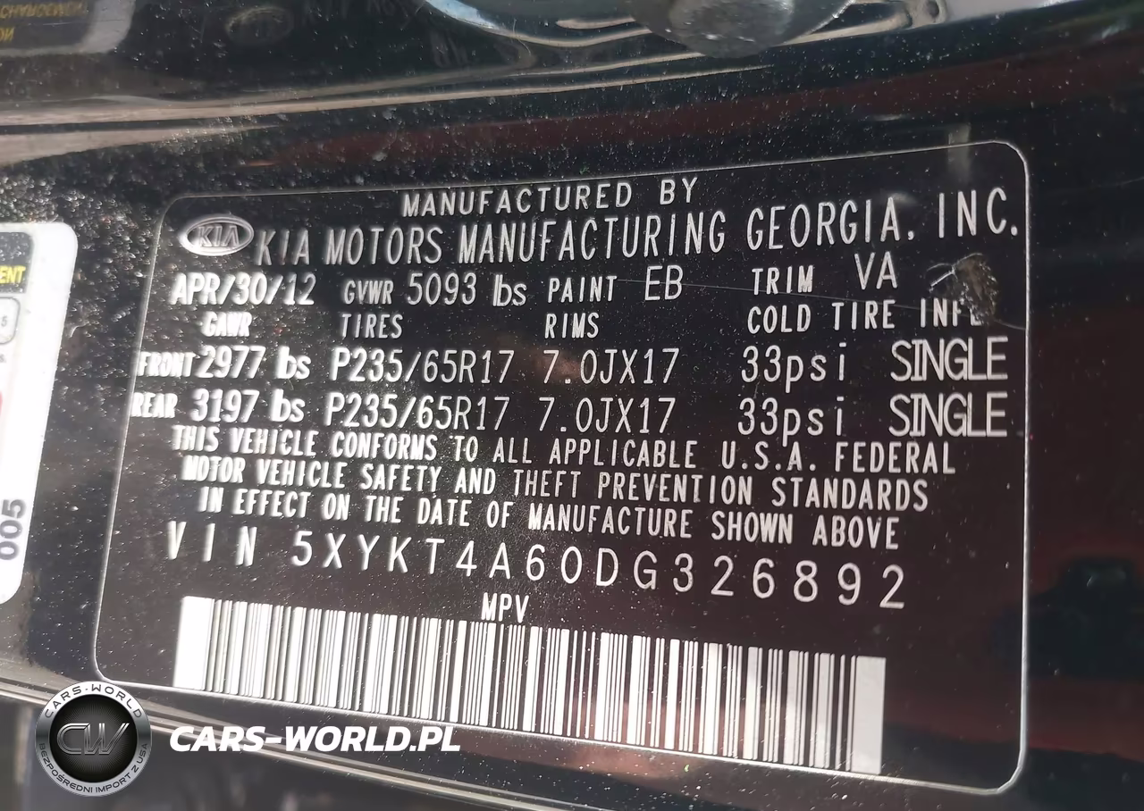 2013 Kia Sorento Lx VIN:5XYKT4A60DG326892 - 9