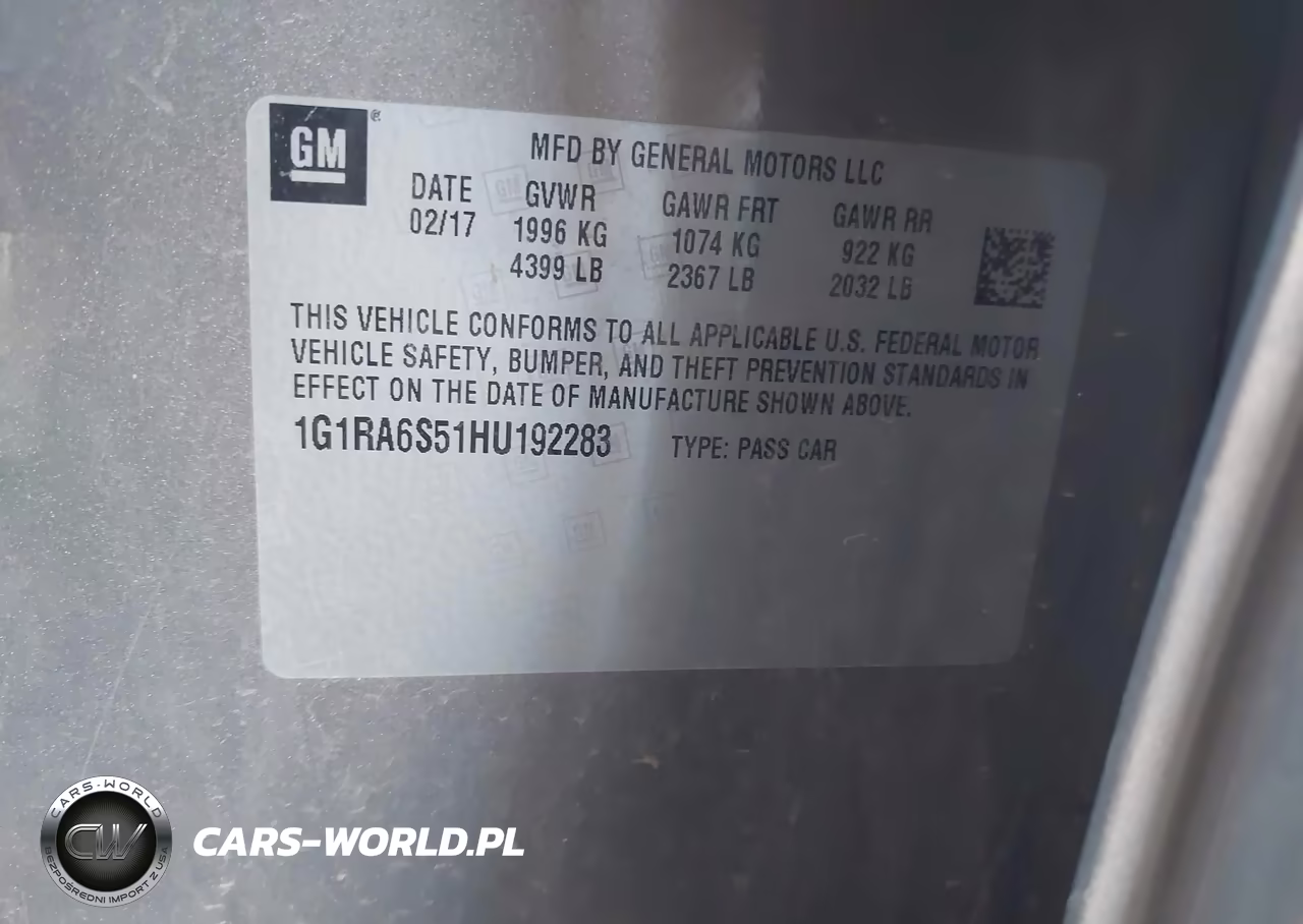 2017 Chevrolet Volt Lt VIN:1G1RA6S51HU192283 - 9