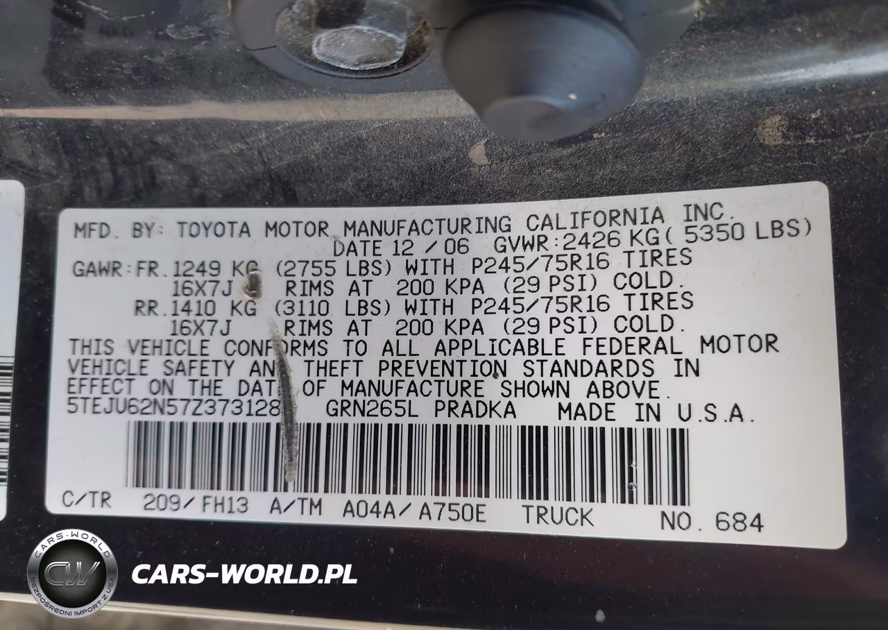 2007 Toyota Tacoma Prerunner V6 VIN:5TEJU62N57Z373128 - 9