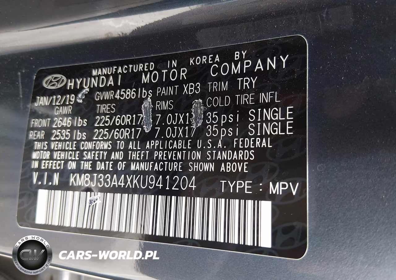 2019 Hyundai Tucson Value VIN:KM8J33A4XKU941204 - 9