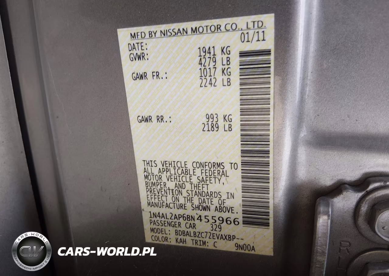 2011 Nissan Altima 2.5 S VIN:1N4AL2AP6BN455966 - 9