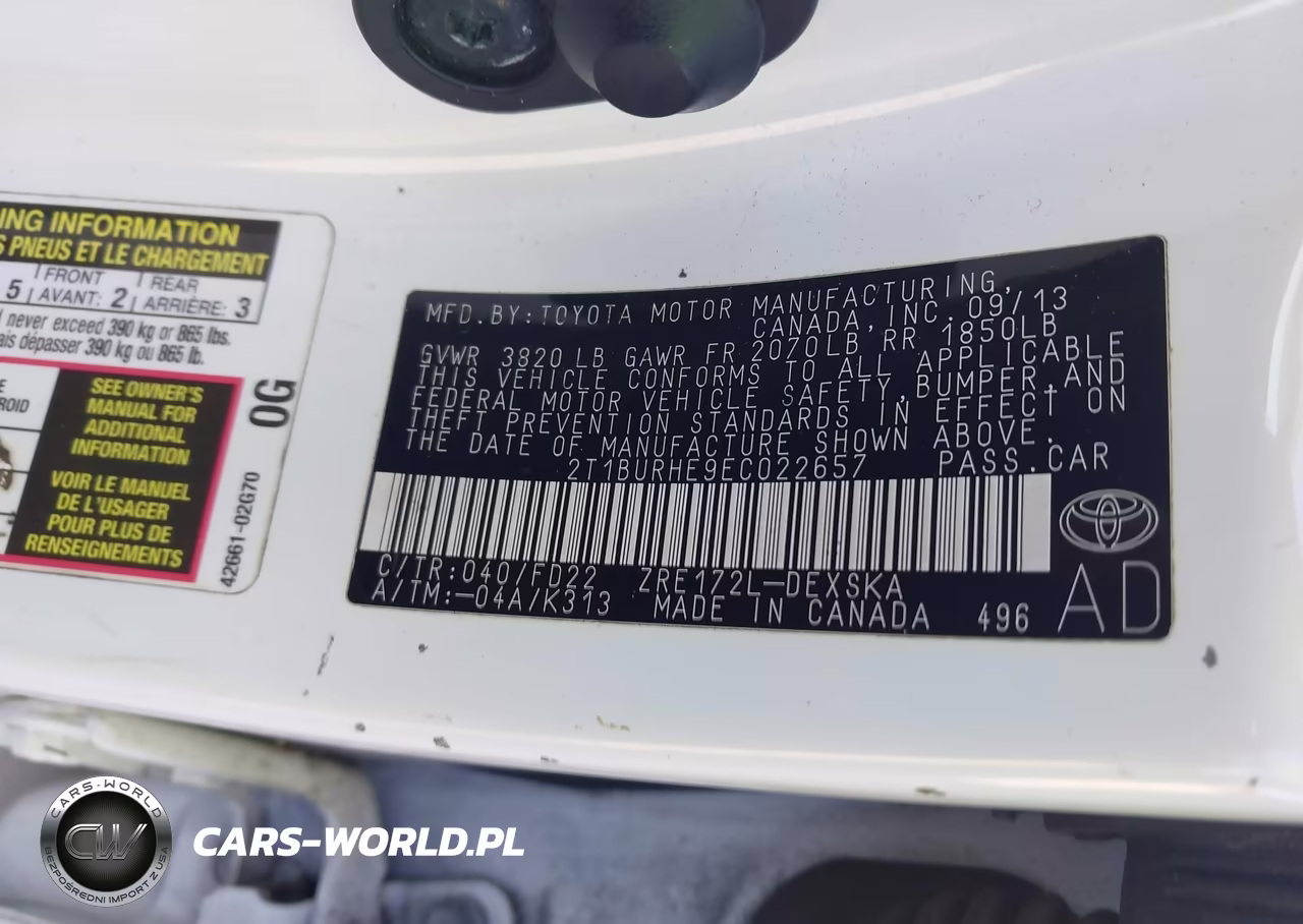 2014 Toyota Corolla S VIN:2T1BURHE9EC022657 - 9
