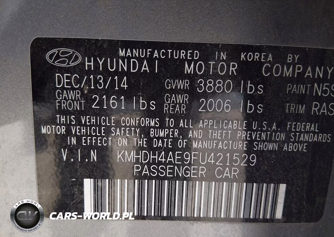 2015 Hyundai Elantra Se VIN:KMHDH4AE9FU421529 - 9