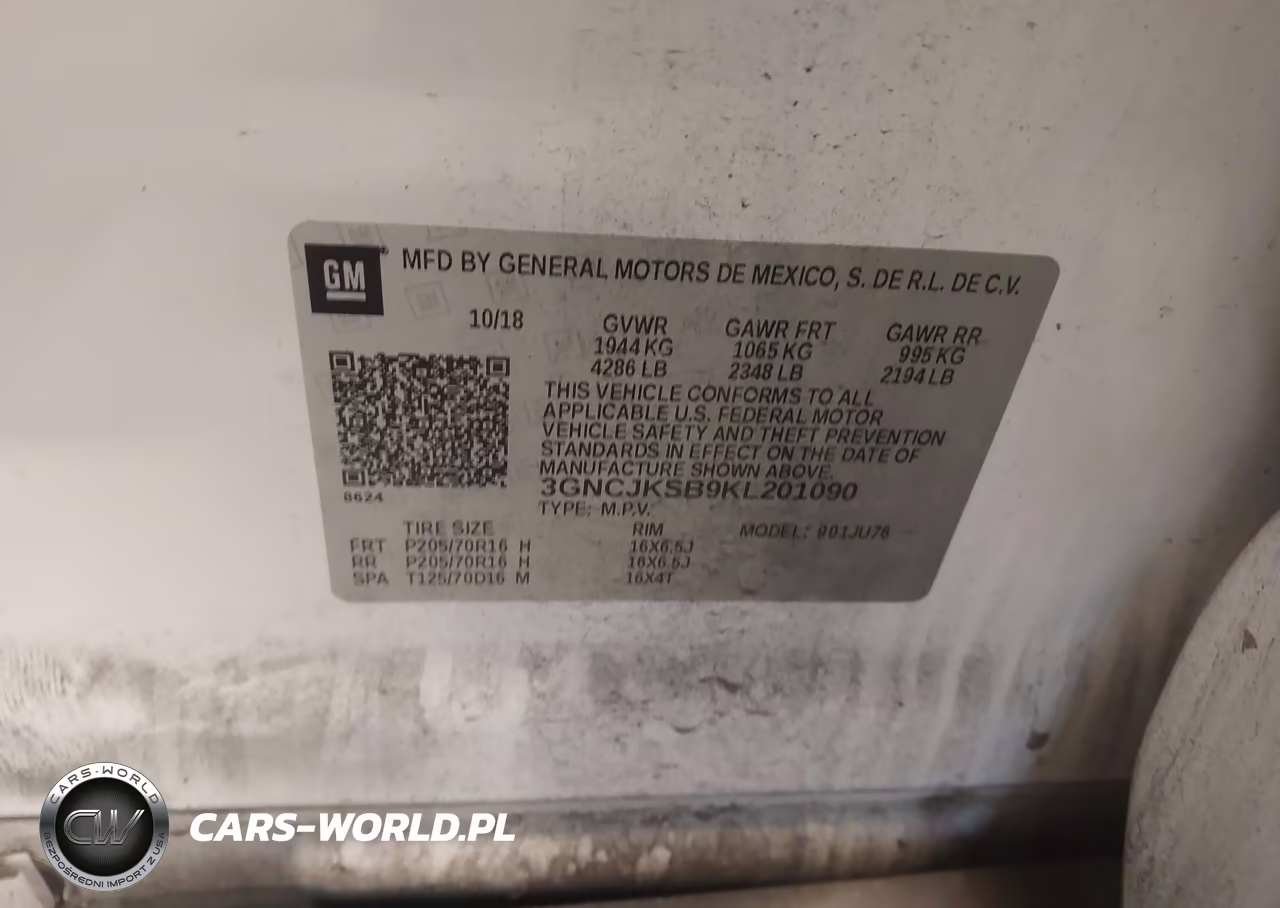 2019 Chevrolet Trax Ls VIN:3GNCJKSB9KL201090 - 9