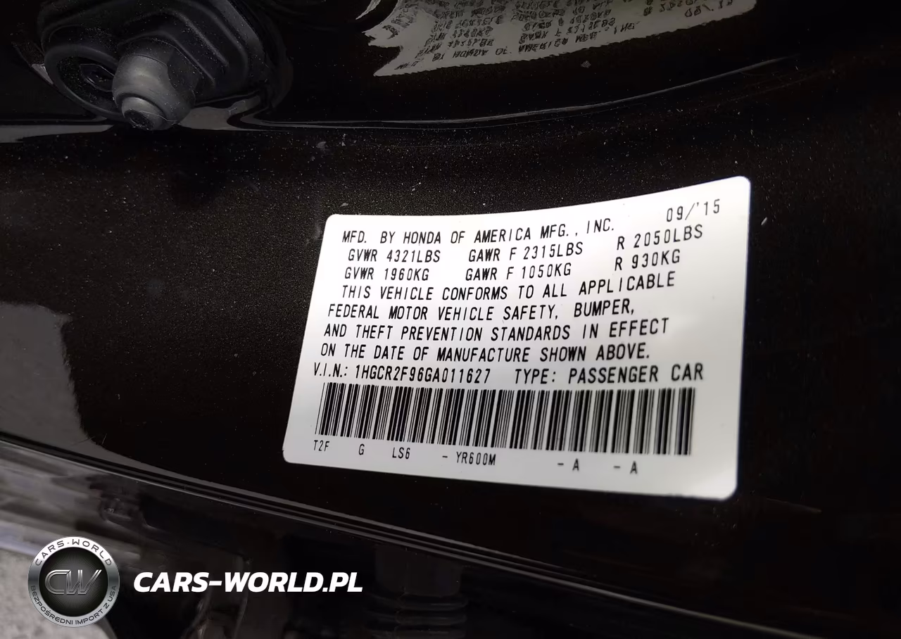 2016 Honda Accord Ex-L VIN:1HGCR2F96GA011627 - 9