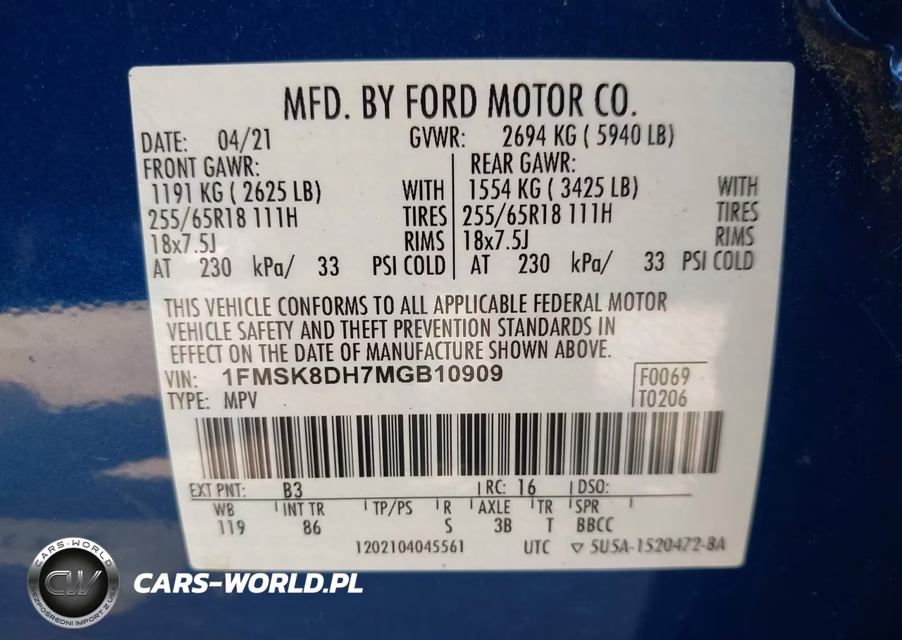 2021 Ford Explorer Xlt VIN:1FMSK8DH7MGB10909 - 9