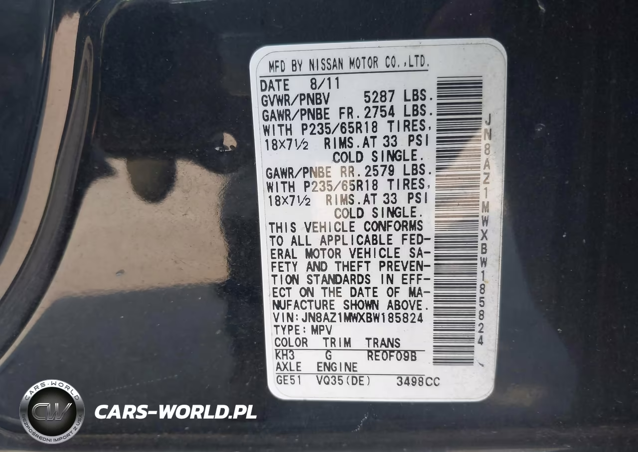 2011 Nissan Murano Sl VIN:JN8AZ1MWXBW185824 - 9
