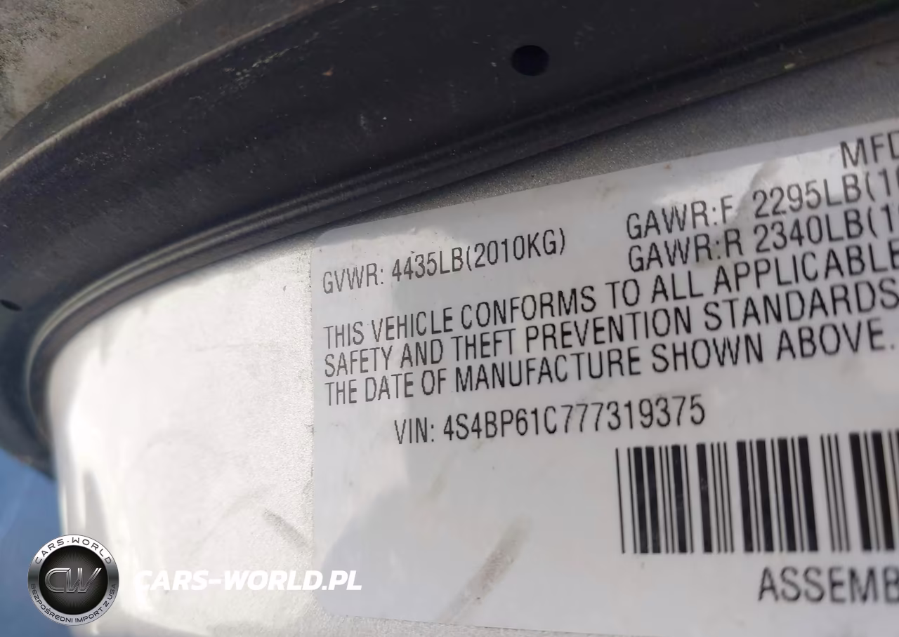 2007 Subaru Outback 2.5I Basic VIN:4S4BP61C777319375 - 9