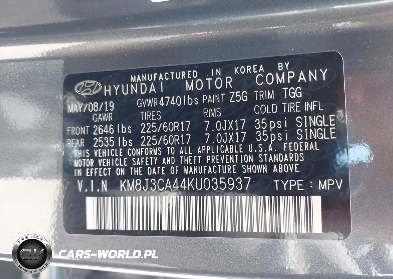 2019 Hyundai Tucson Value VIN:KM8J3CA44KU035937 - 9