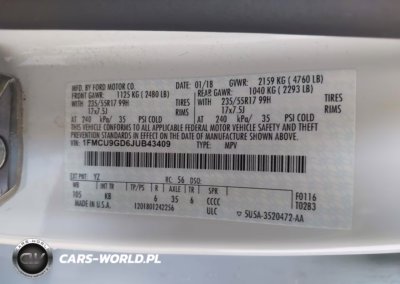 2018 Ford Escape Se VIN:1FMCU9GD6JUB43409 - 9