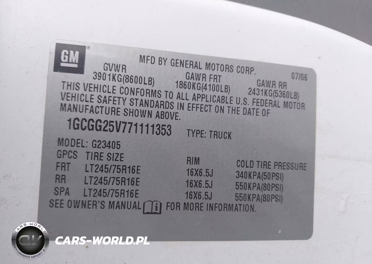 2007 Chevrolet Express Work Van VIN:1GCGG25V771111353 - 9