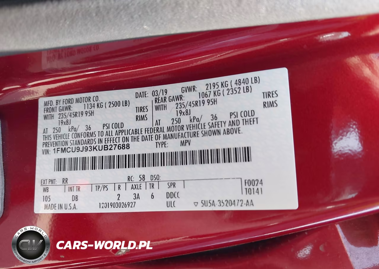 2019 Ford Escape Titanium VIN:1FMCU9J93KUB27688 - 9