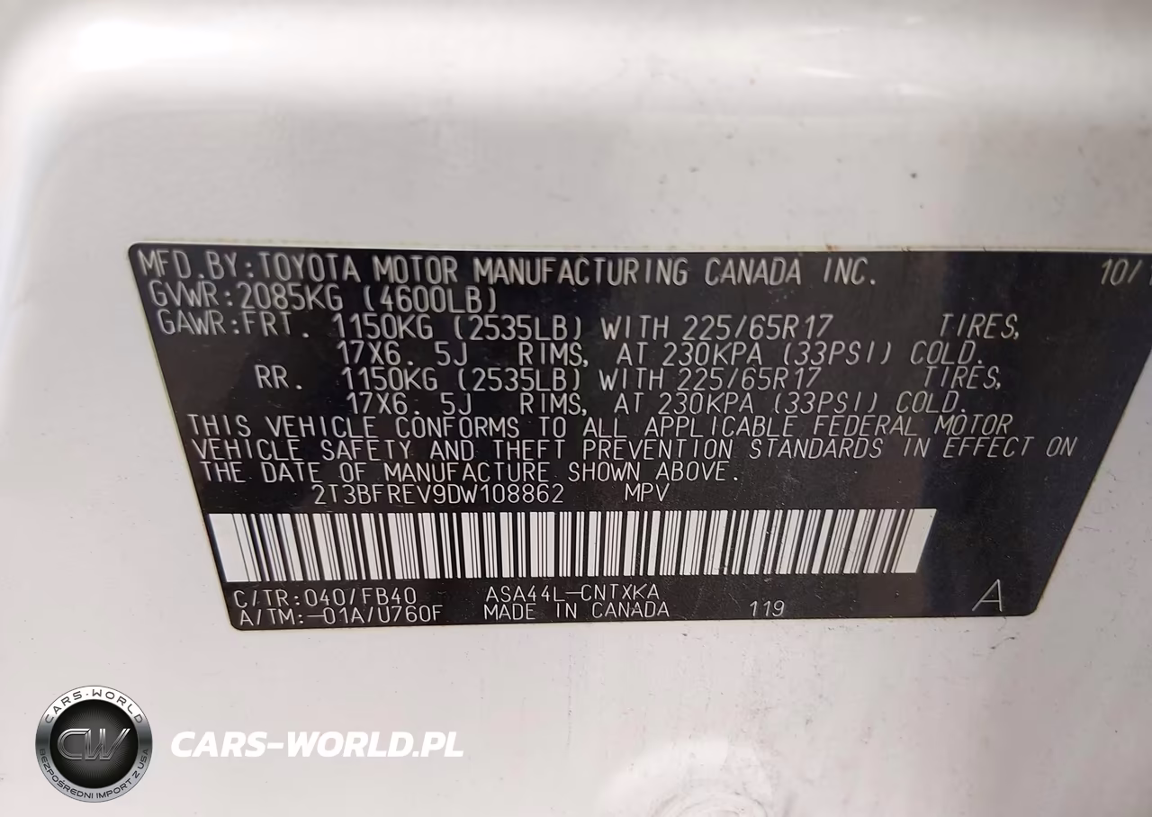 2013 Toyota Rav4 Le VIN:2T3BFREV9DW108862 - 9