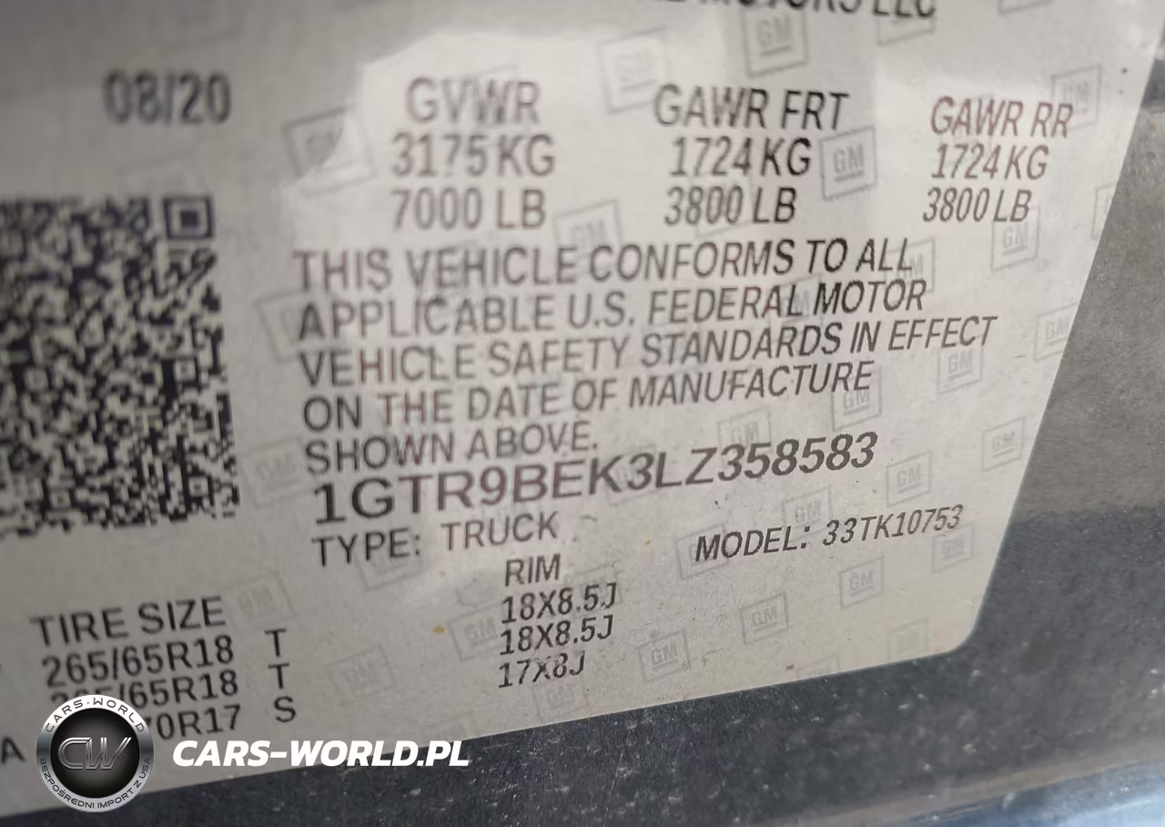 2020 GMC Sierra 1500 4Wd Standard Box Sle VIN:1GTR9BEK3LZ358583 - 9