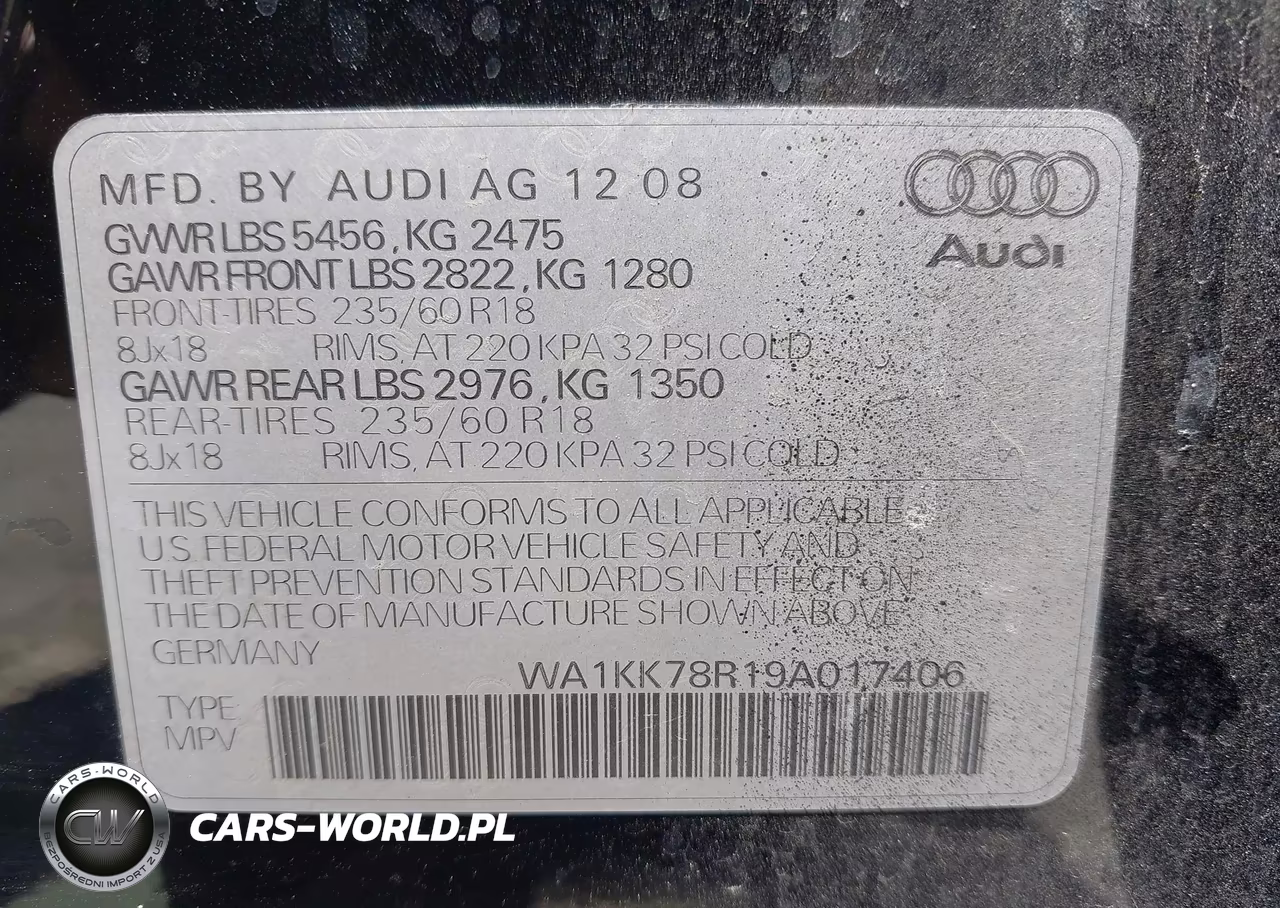 2009 Audi Q5 3.2 Premium VIN:WA1KK78R19A017406 - 9