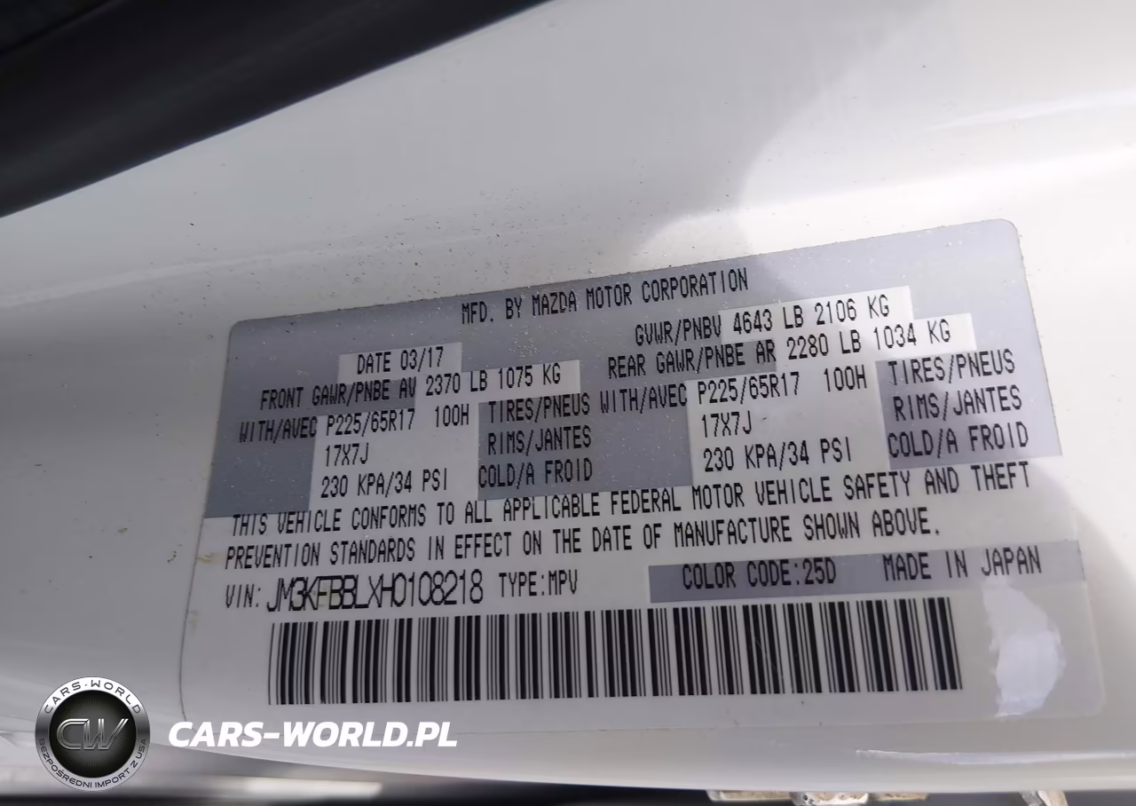 2017 Mazda Cx-5 Sport VIN:JM3KFBBLXH0108218 - 9