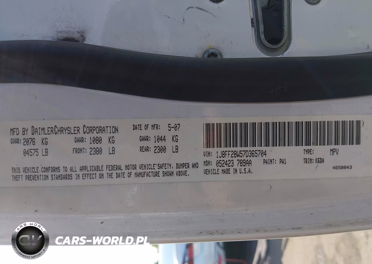 2007 Jeep Patriot Sport VIN:1J8FF28W57D365704 - 9