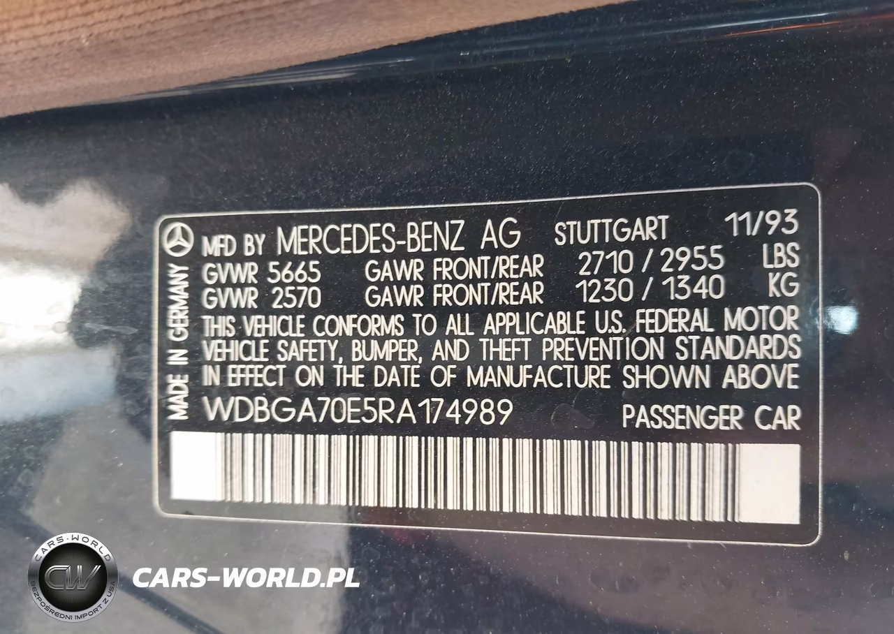 1994 Mercedes-Benz S 500 VIN:WDBGA70E5RA174989 - 9