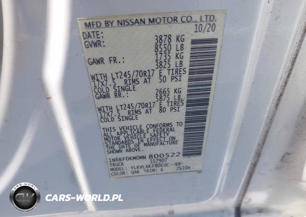 2021 Nissan Nv Cargo Nv1500 Sv Standard Roof V6 VIN:1N6BF0KM0MN800522 - 9