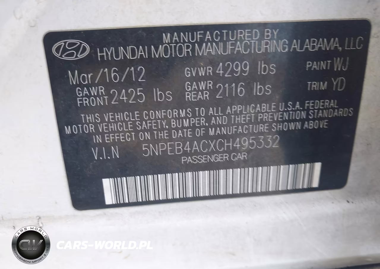2012 Hyundai Sonata Gls VIN:5NPEB4ACXCH495332 - 9