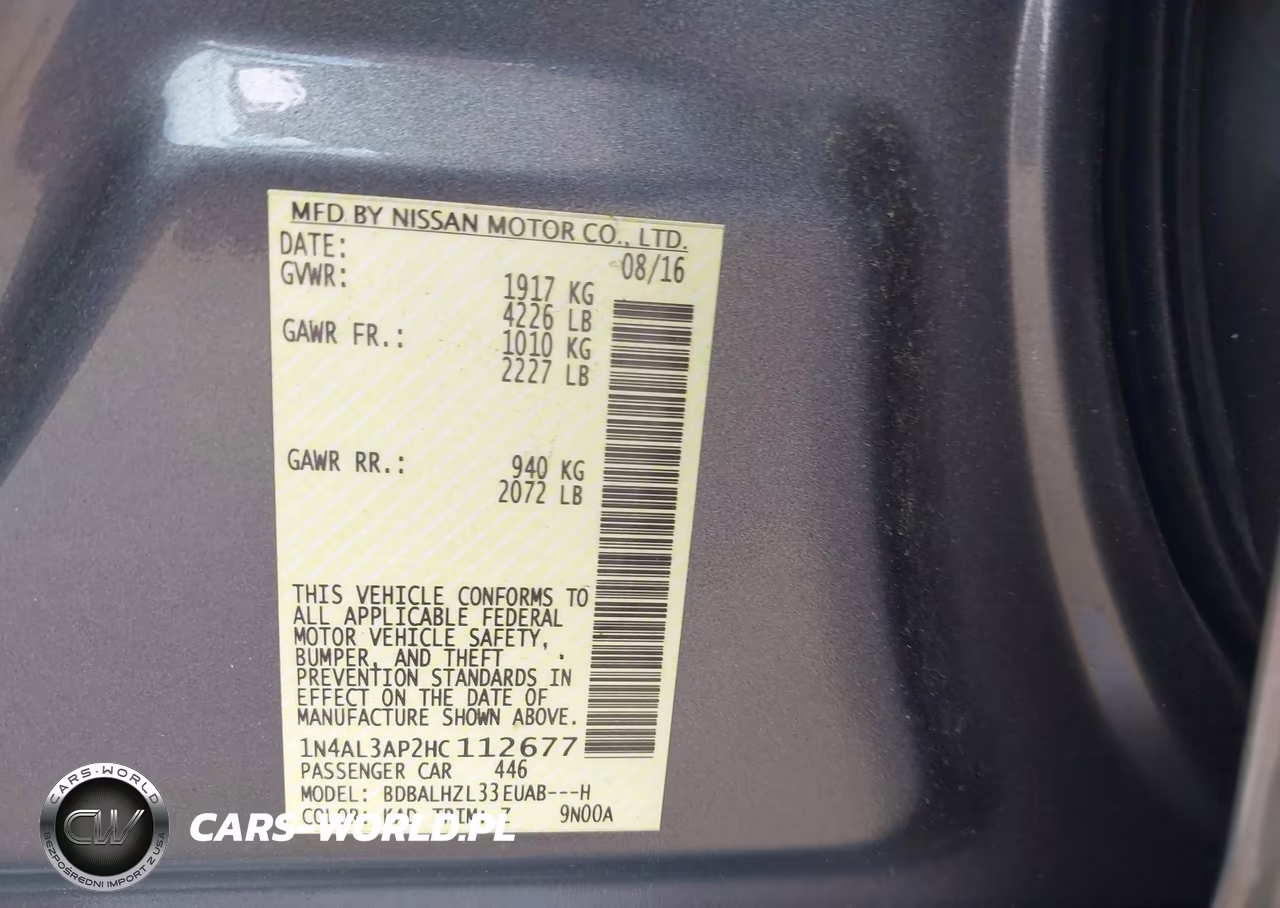2017 Nissan Altima 2.5 Sr VIN:1N4AL3AP2HC112677 - 9