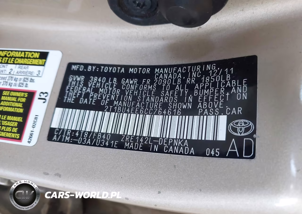 2012 Toyota Corolla Le VIN:2T1BU4EE6CC764616 - 9