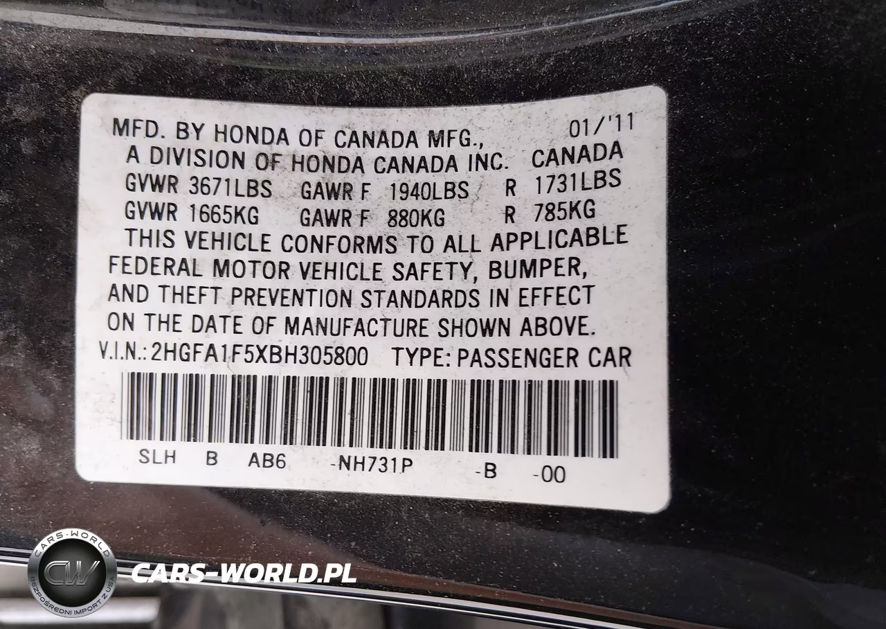 2011 Honda Civic Lx VIN:2HGFA1F5XBH305800 - 9