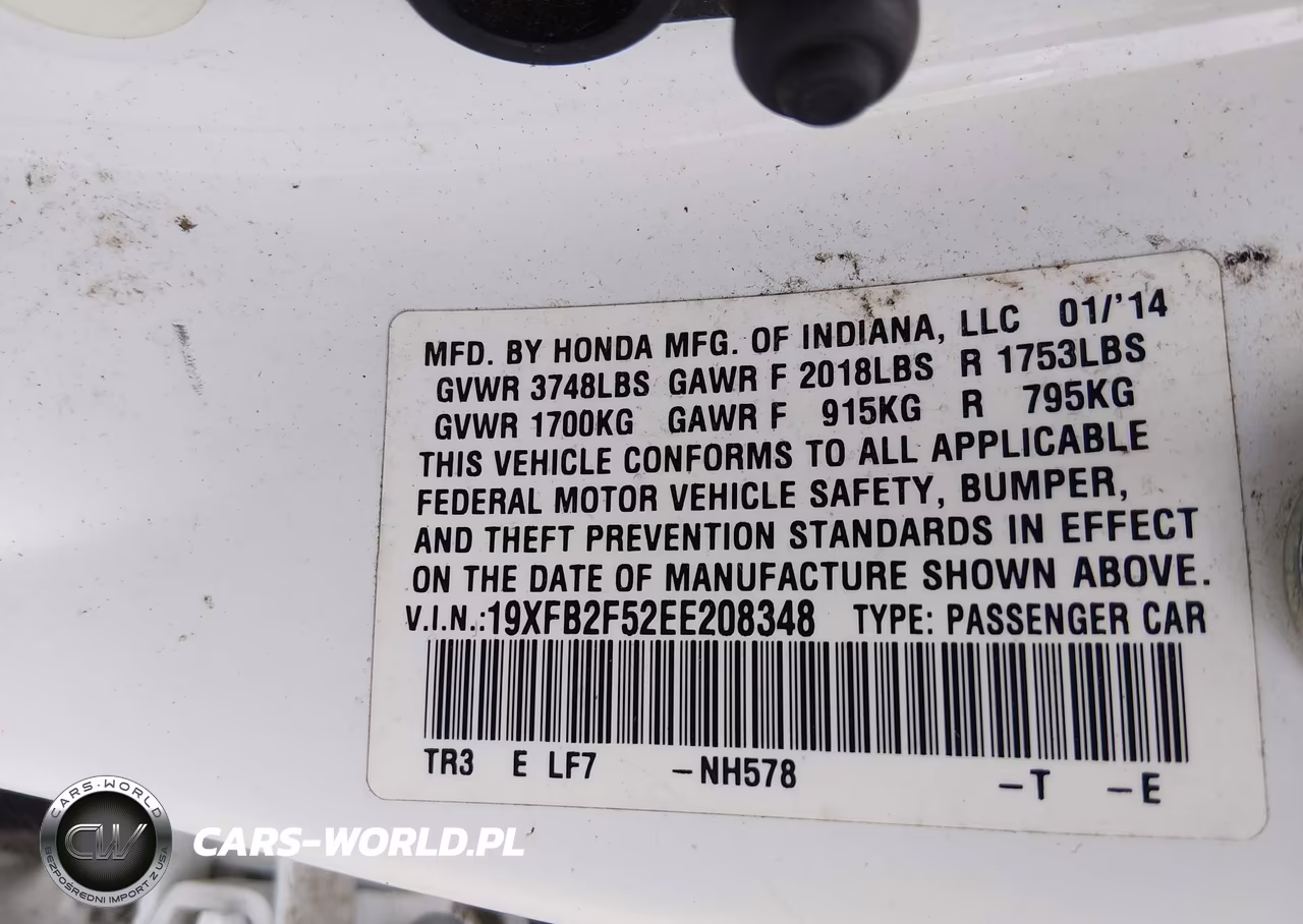 2014 Honda Civic Lx VIN:19XFB2F52EE208348 - 9