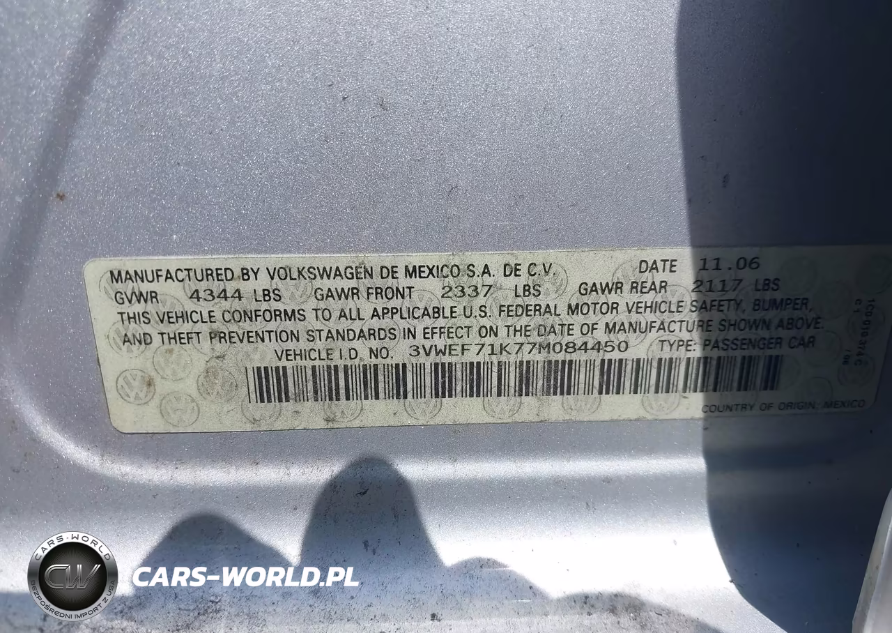 2007 Volkswagen Jetta Wolfsburg Edition VIN:3VWEF71K77M084450 - 9