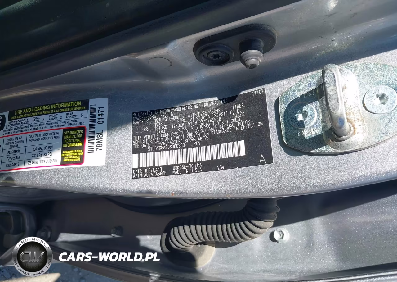 2008 Toyota Sequoia Limited 5.7L V8 VIN:5TDBY68A38S000360 - 9