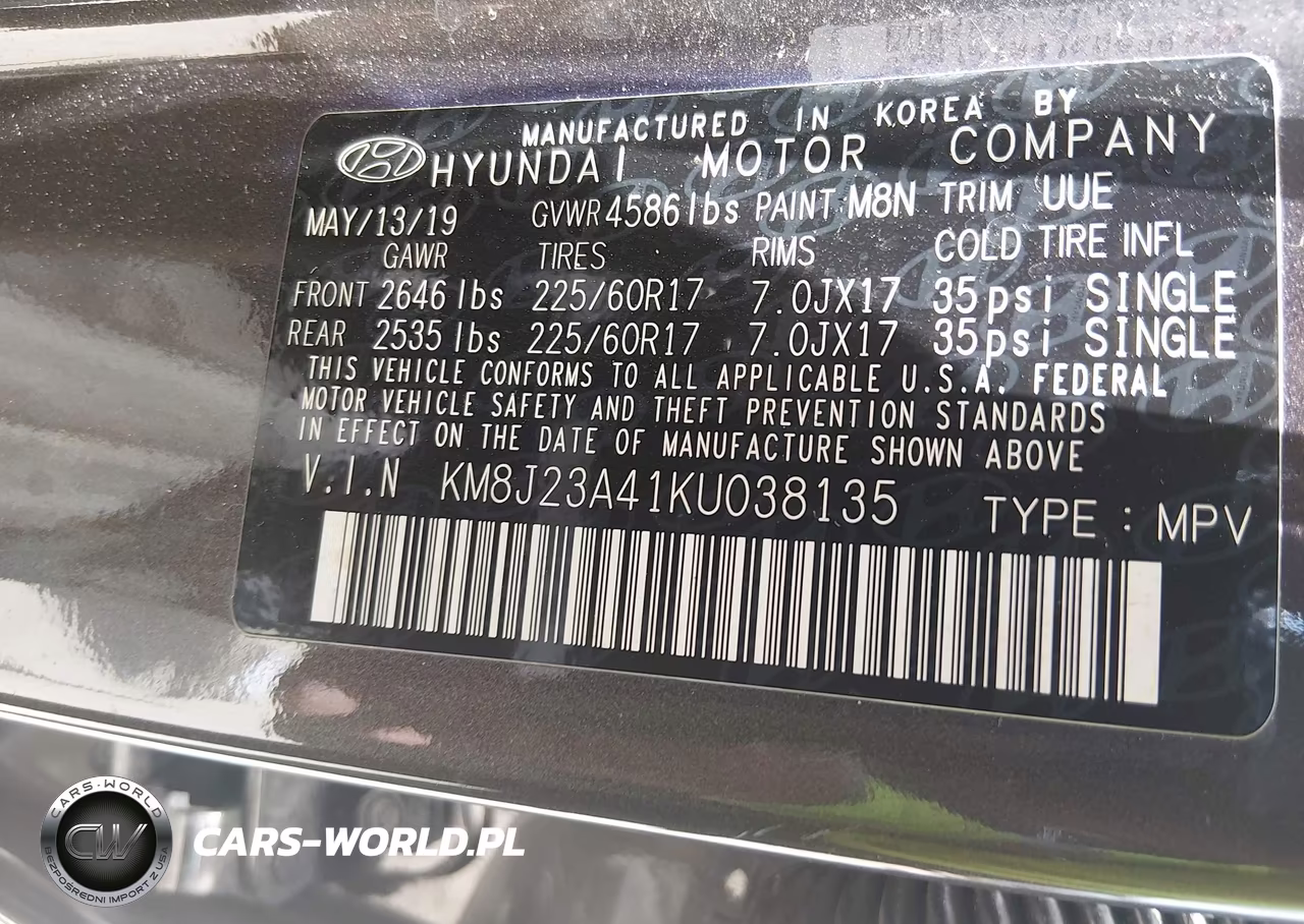 2019 Hyundai Tucson Se VIN:KM8J23A41KU038135 - 9