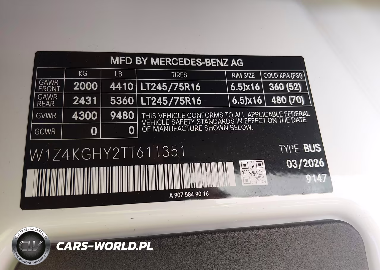 2026 Mercedes-Benz Sprinter 2500 High Roof 4-Cyl Diesel VIN:W1Z4KGHY2TT611351 - 9