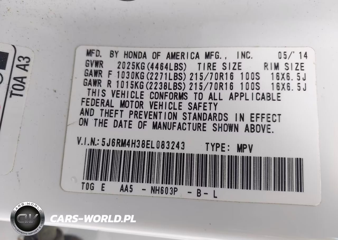 2014 Honda Cr-V Lx VIN:5J6RM4H38EL083243 - 9