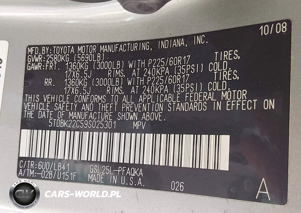 2009 Toyota Sienna Limited VIN:5TDBK22C59S025301 - 9