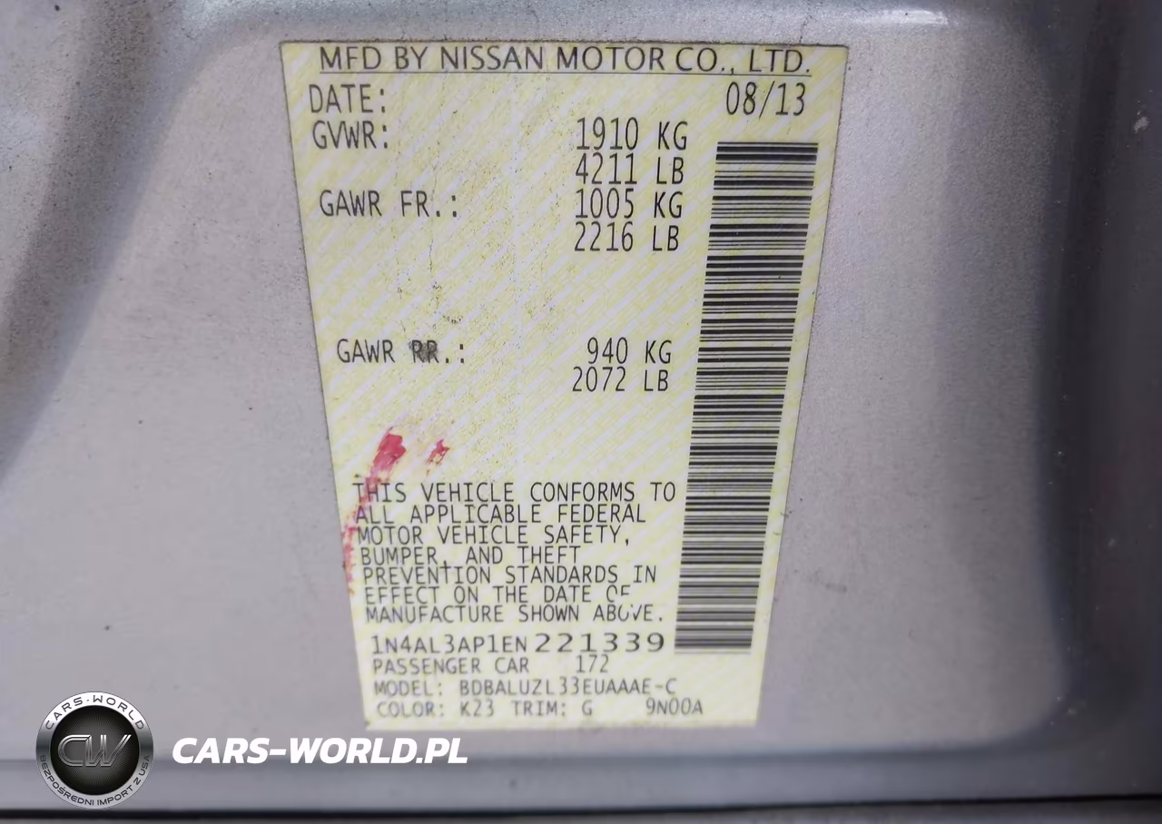 2014 Nissan Altima 2.5 Sv VIN:1N4AL3AP1EN221339 - 9