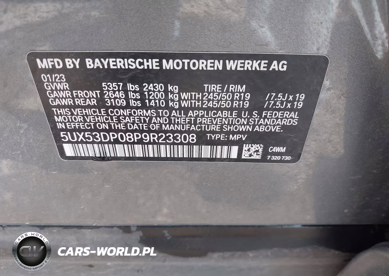 2023 BMW X3 xDrive30I VIN:5UX53DP08P9R23308 - 9