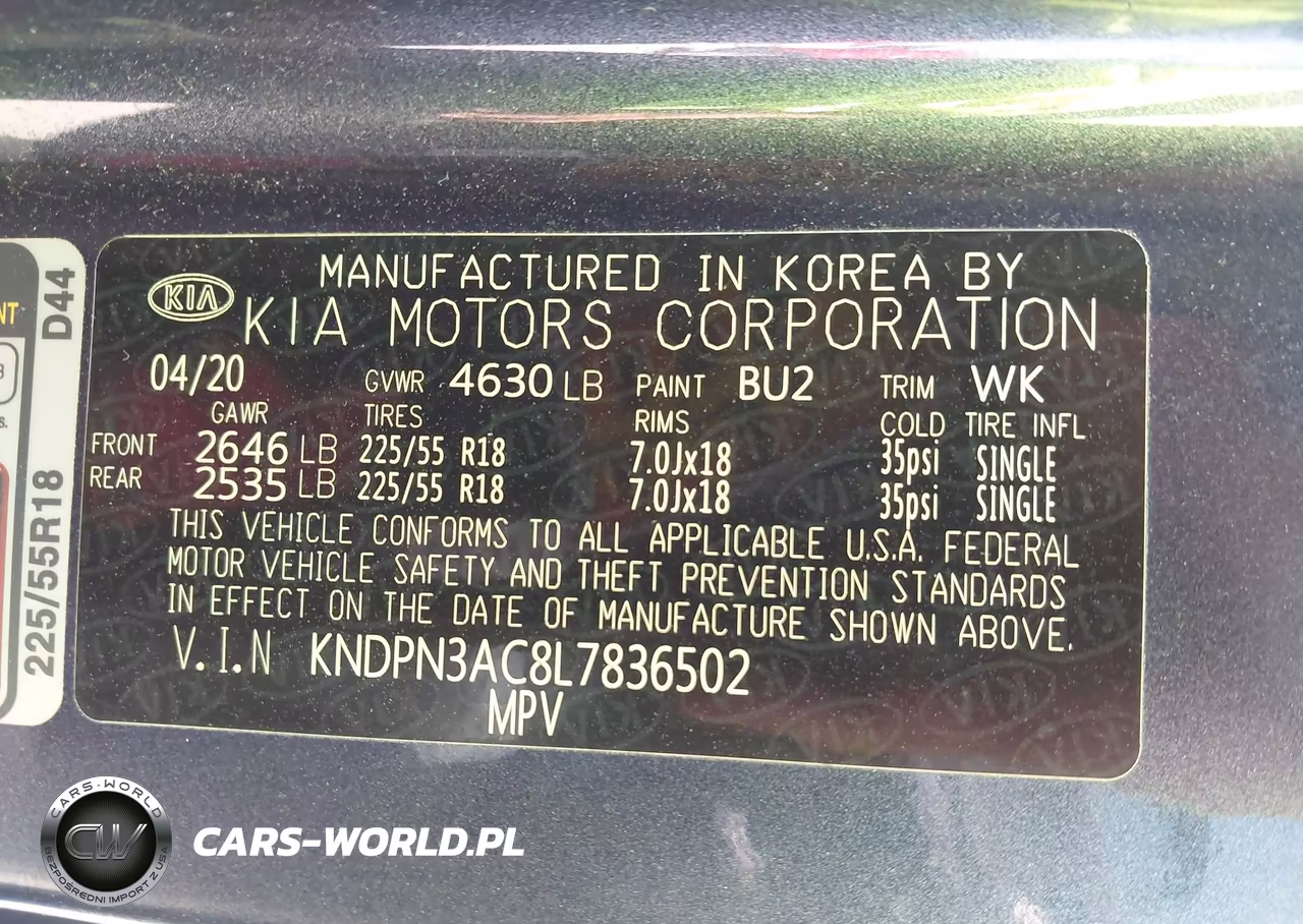 2020 Kia Sportage Ex VIN:KNDPN3AC8L7836502 - 9
