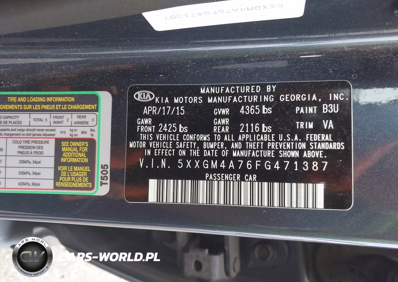 2015 Kia Optima Lx VIN:5XXGM4A76FG471387 - 9