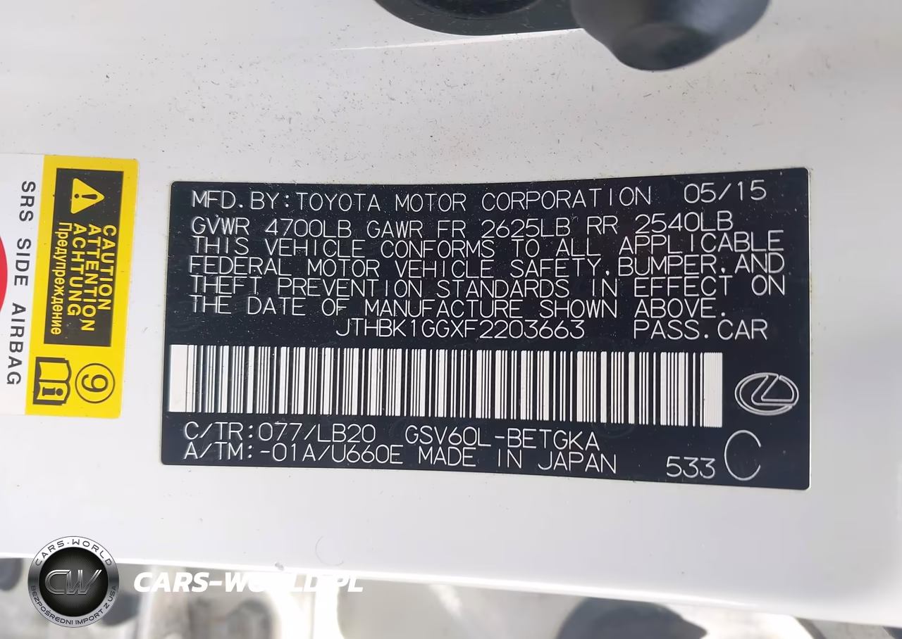 2015 Lexus Es 350 VIN:JTHBK1GGXF2203663 - 9