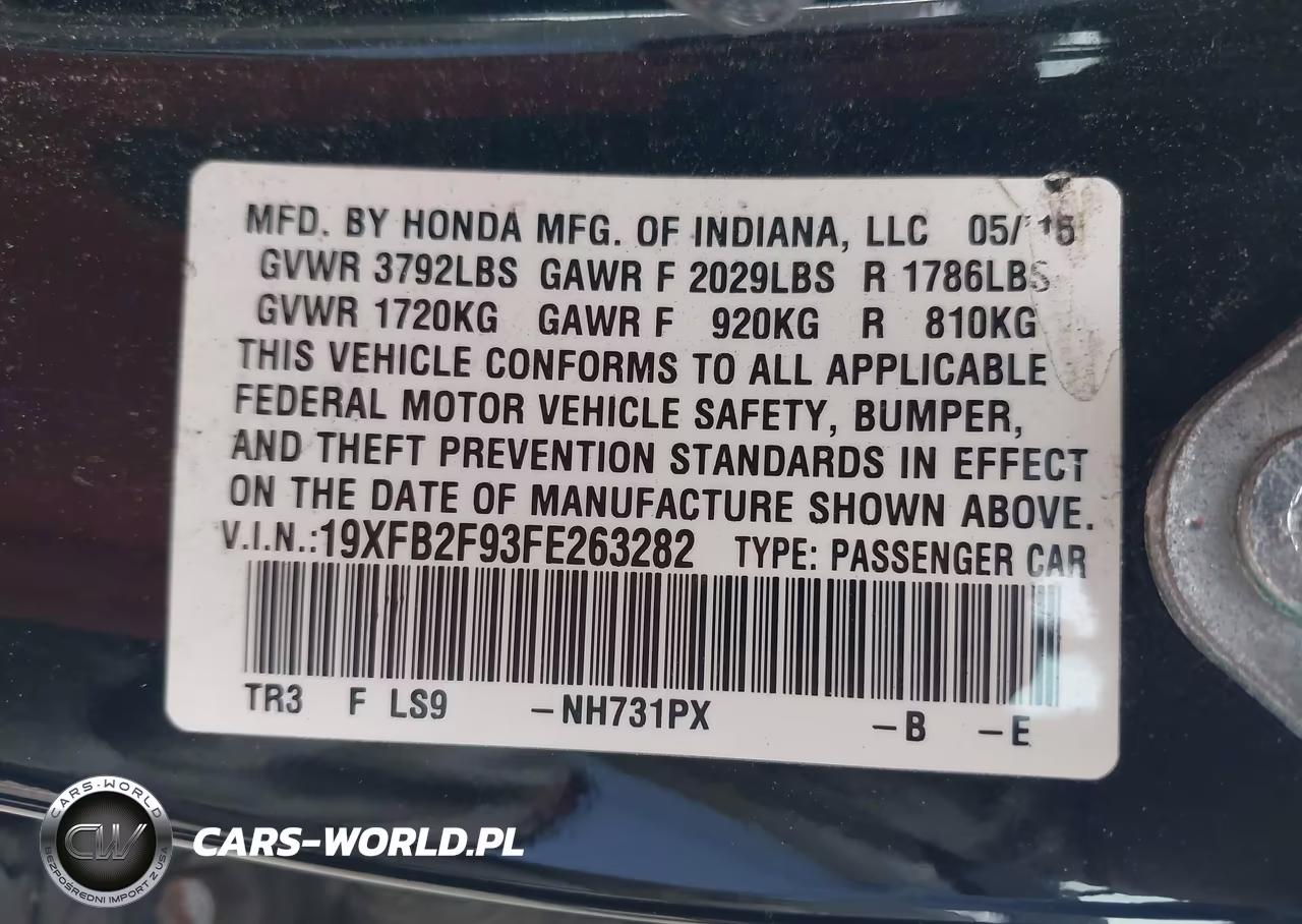 2015 Honda Civic Ex-L VIN:19XFB2F93FE263282 - 9