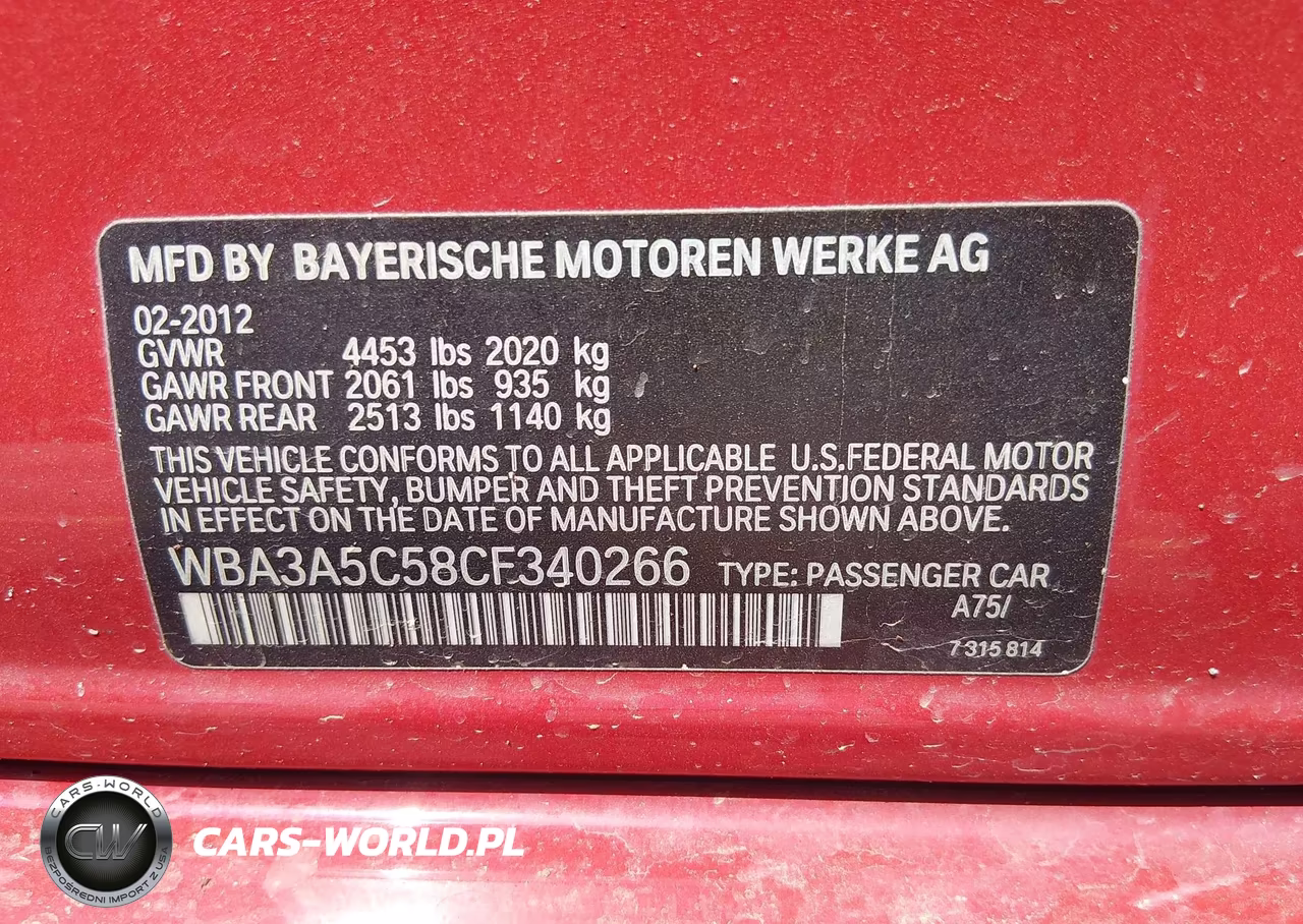 2012 BMW 328I VIN:WBA3A5C58CF340266 - 9
