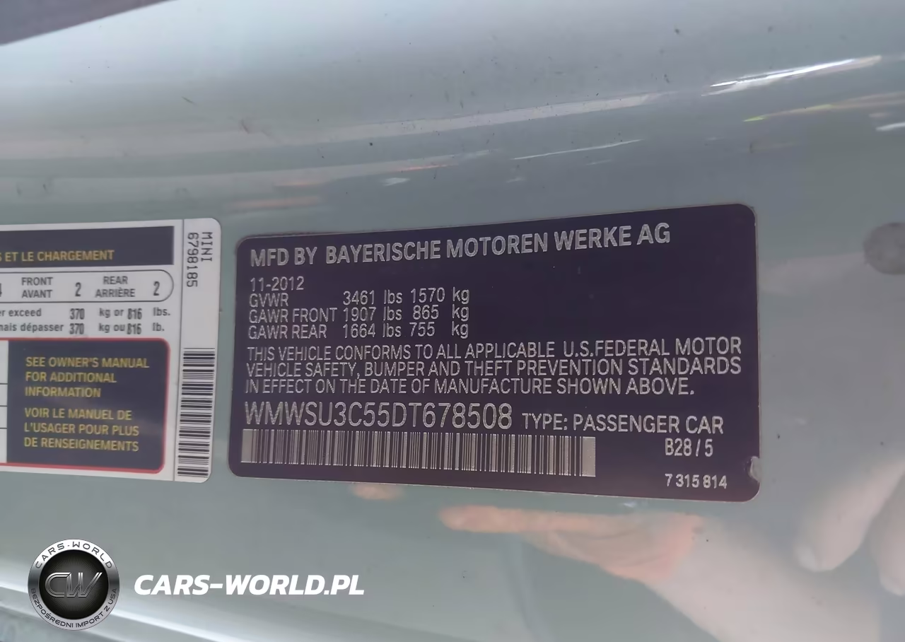 2013 Mini Hardtop Cooper VIN:WMWSU3C55DT678508 - 9