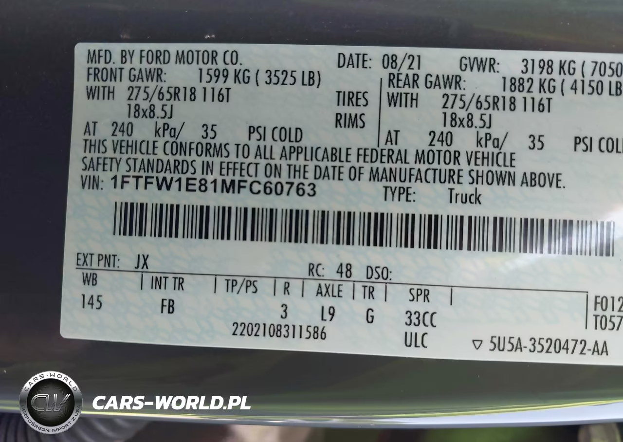 2021 Ford F-150 Xlt VIN:1FTFW1E81MFC60763 - 9