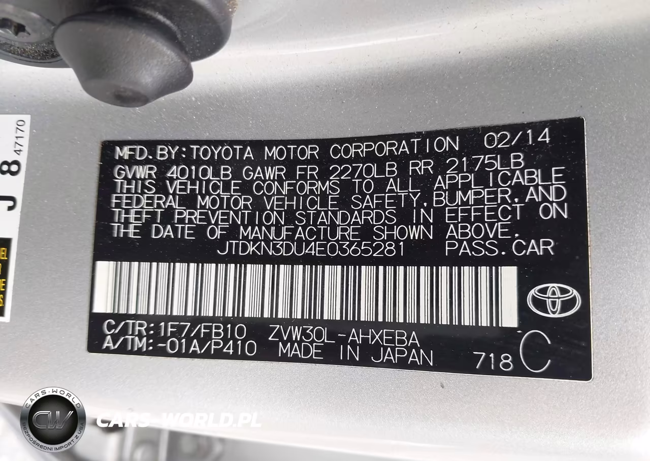 2014 Toyota Prius Two VIN:JTDKN3DU4E0365281 - 9