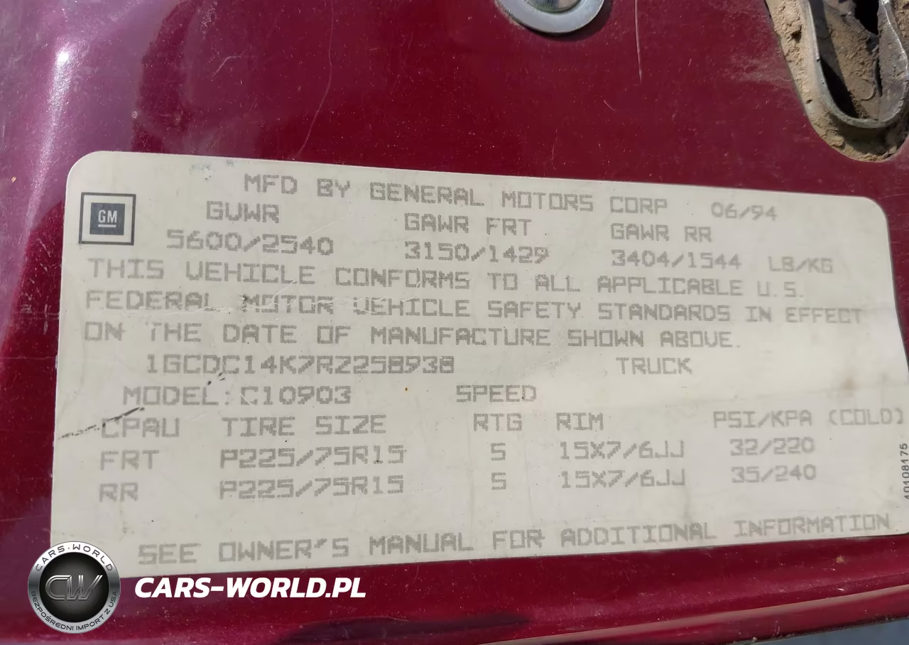1994 Chevrolet Gmt-400 C1500 VIN:1GCDC14K7RZ258938 - 9