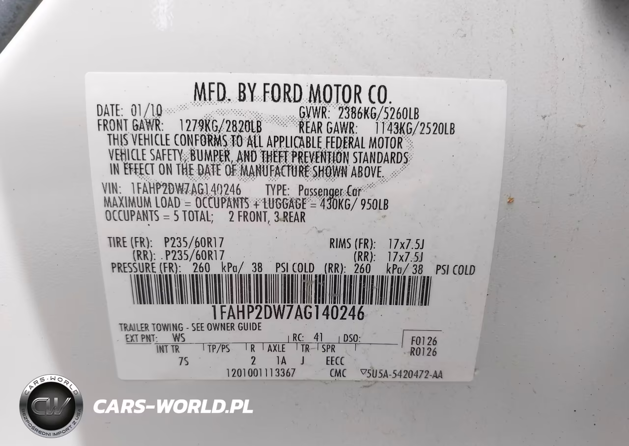 2010 Ford Taurus Se VIN:1FAHP2DW7AG140246 - 9