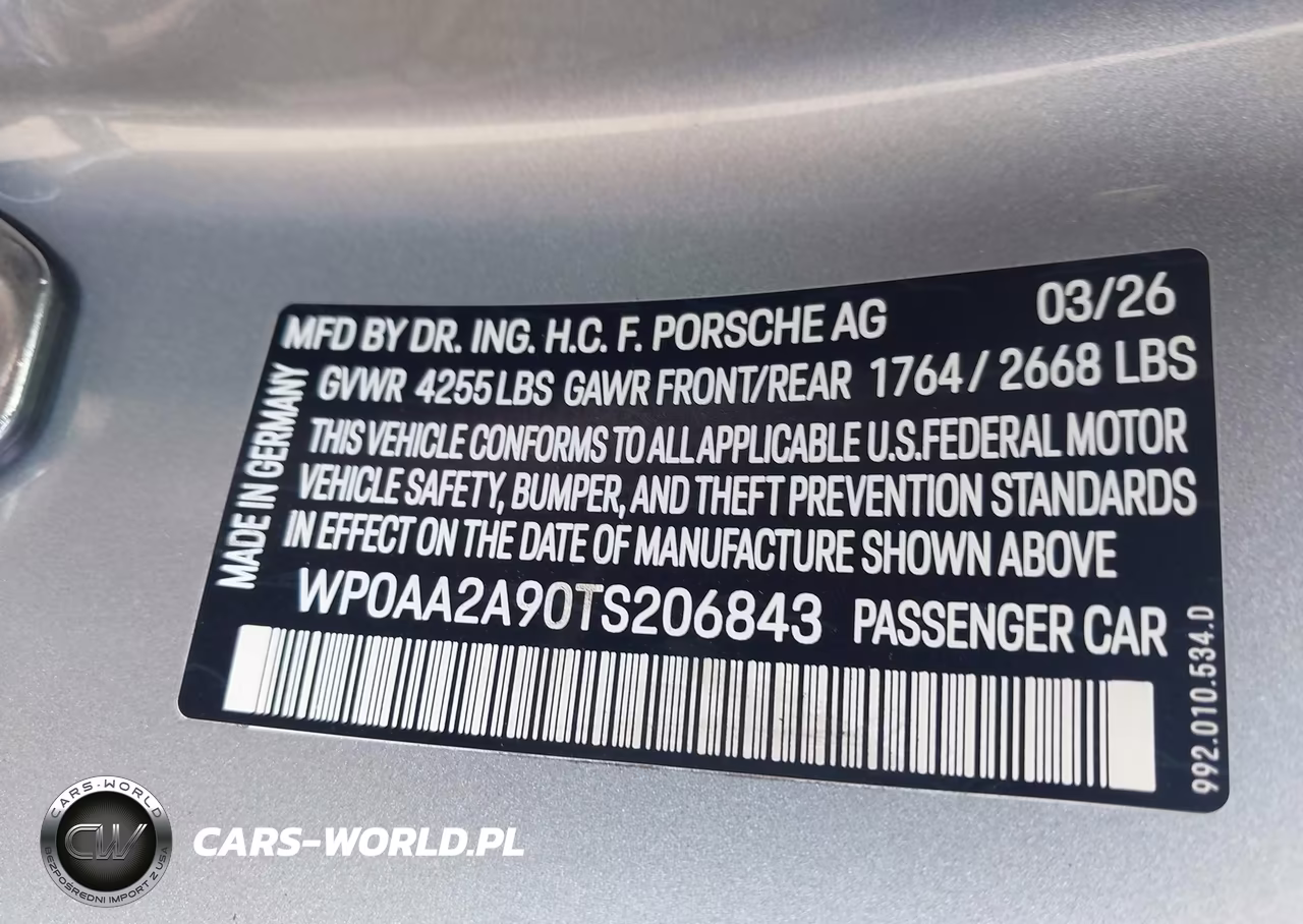 2026 Porsche 911 Carrera-Carrera T VIN:WP0AA2A90TS206843 - 9