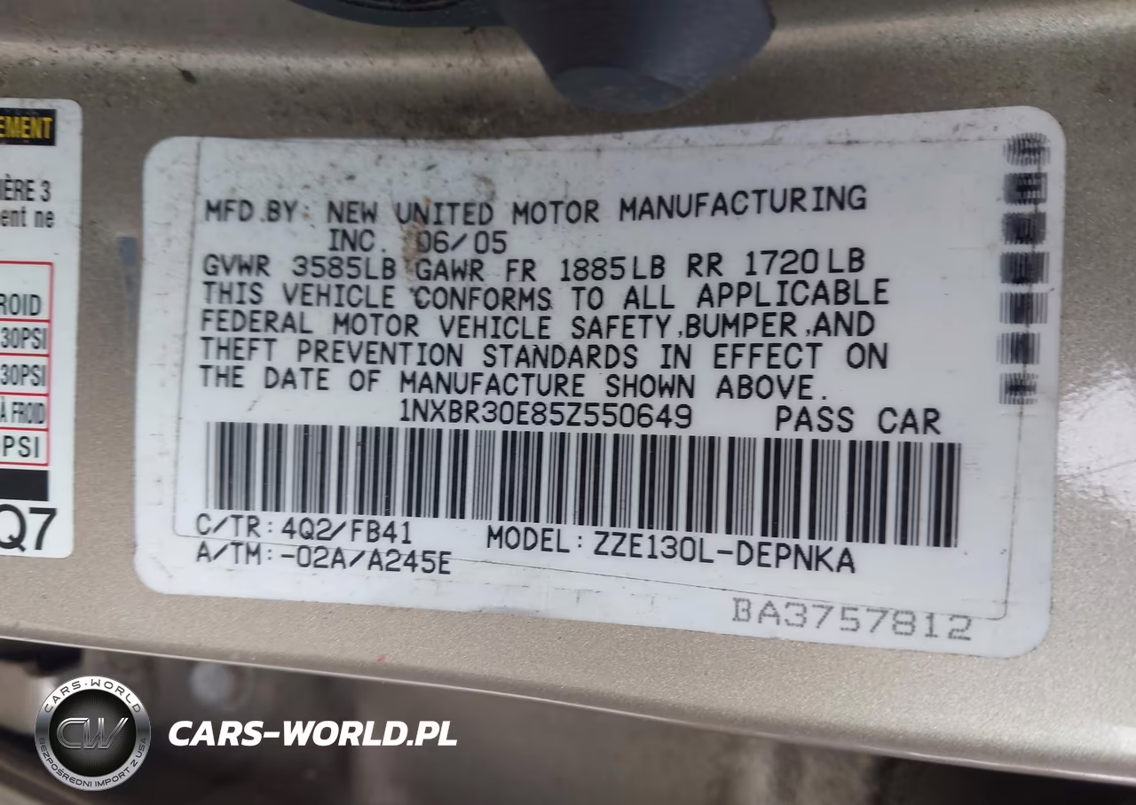 2005 Toyota Corolla Le VIN:1NXBR30E85Z550649 - 9