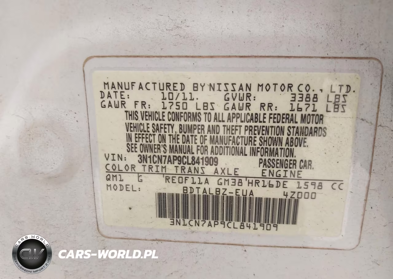 2012 Nissan Versa 1.6 Sv VIN:3N1CN7AP9CL841909 - 9